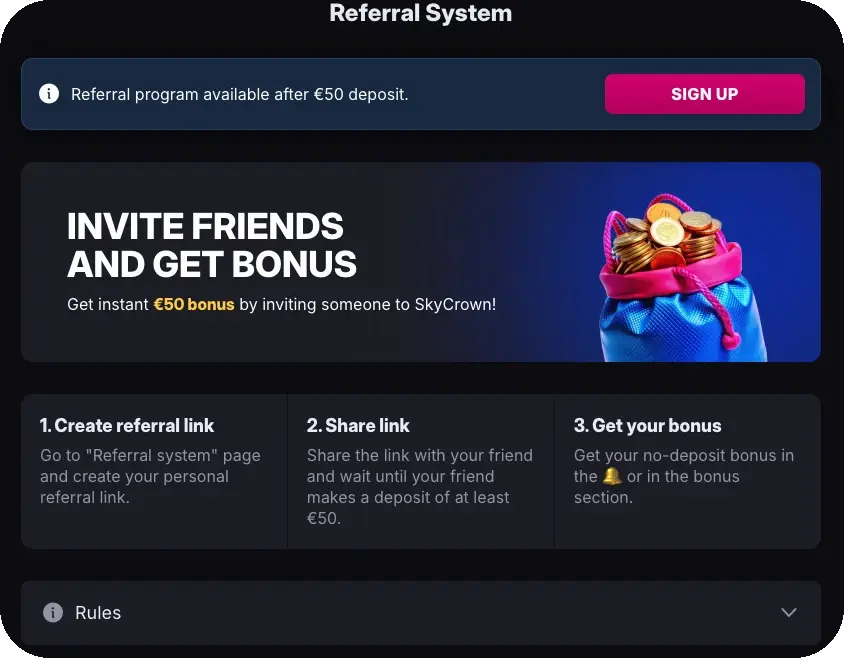 Skycrown Referal System